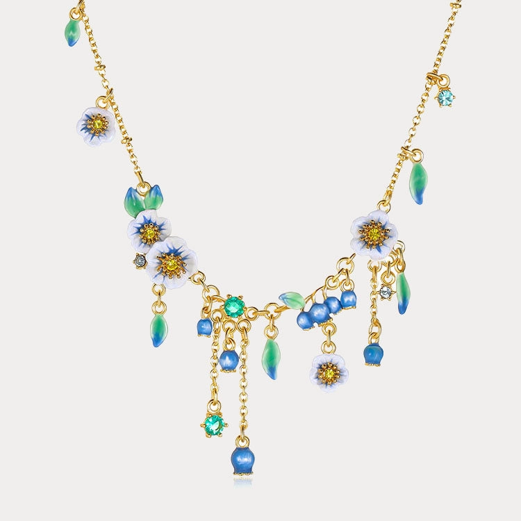 Summer Festival Piece Blueberry Flower Charm Necklace