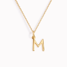 Luxurious Shine Clean Lines M Necklace / Gold Initial Necklace