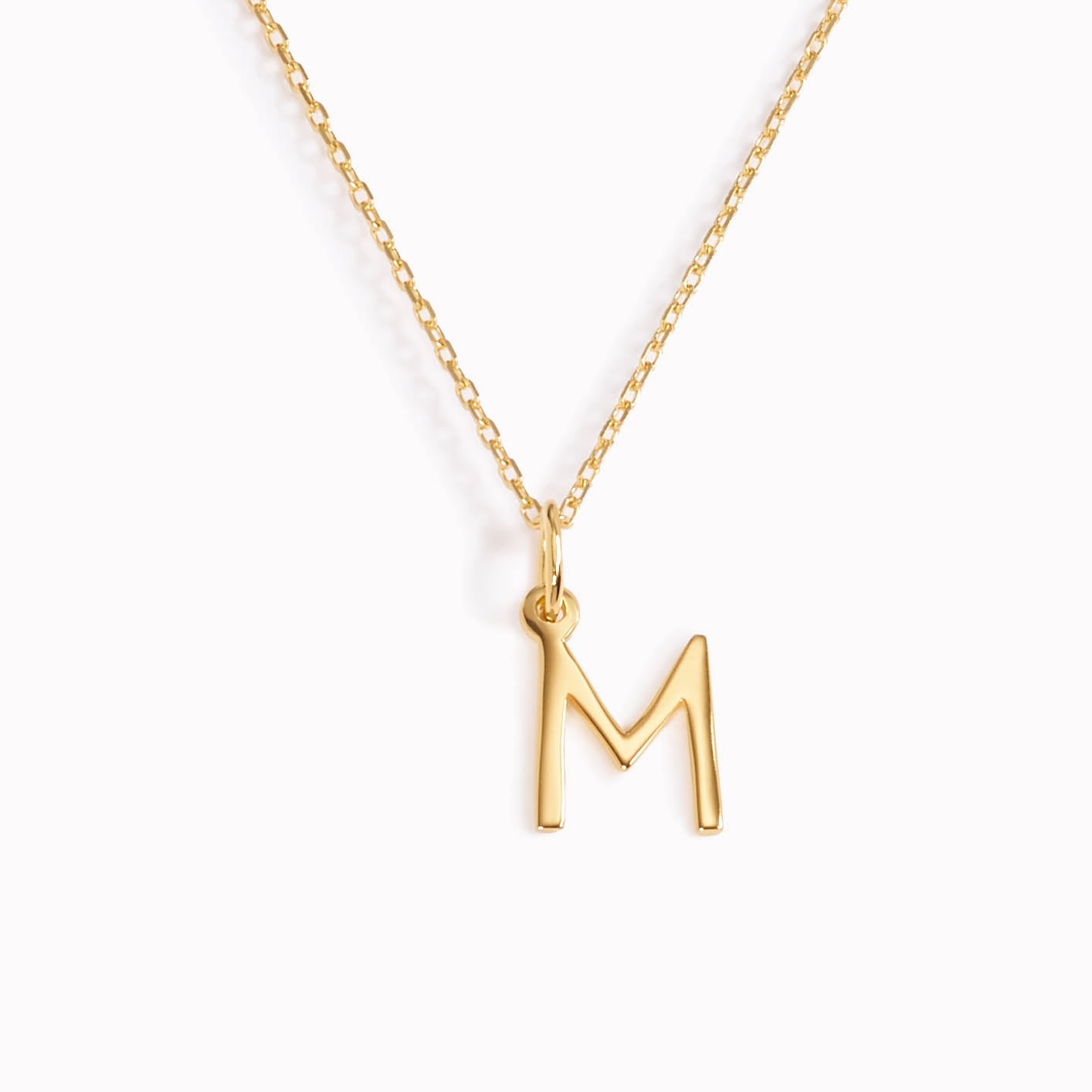 Luxurious Shine Clean Lines M Necklace / Gold Initial Necklace