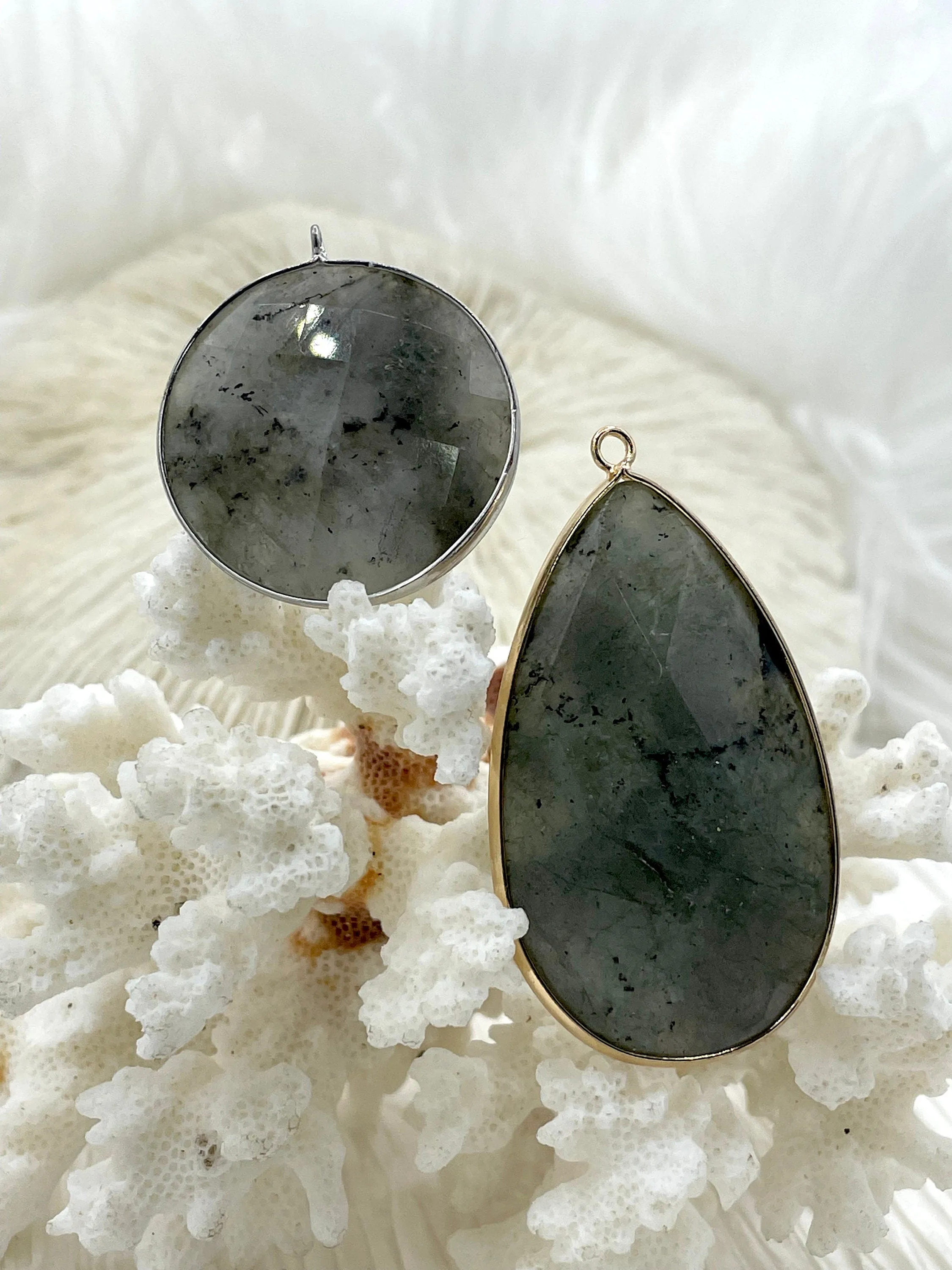 Labradorite Teardrop Pendant with Wrapped Gold Bezel Or Round with Silver Natural Stone Variety  Color Stone Pendant Fast Ship Lovely Design