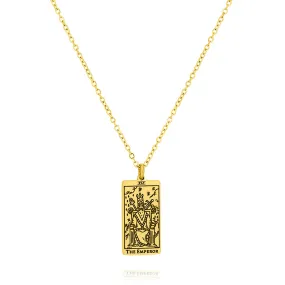 Major Arcana The Emperor Tarot Necklace for Unisex in Yellow Gold Plated Office Wear Item Classic Fit