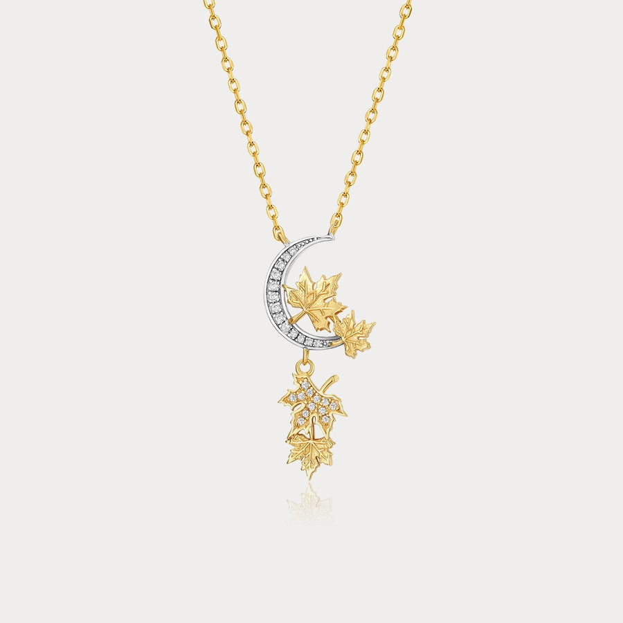 Luxury Shine Delicate Pop Maple Leaves Moon Necklace