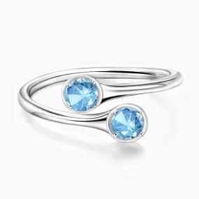 March Double Aquamarine Birthstone Fashionable Shine Artistic Flair