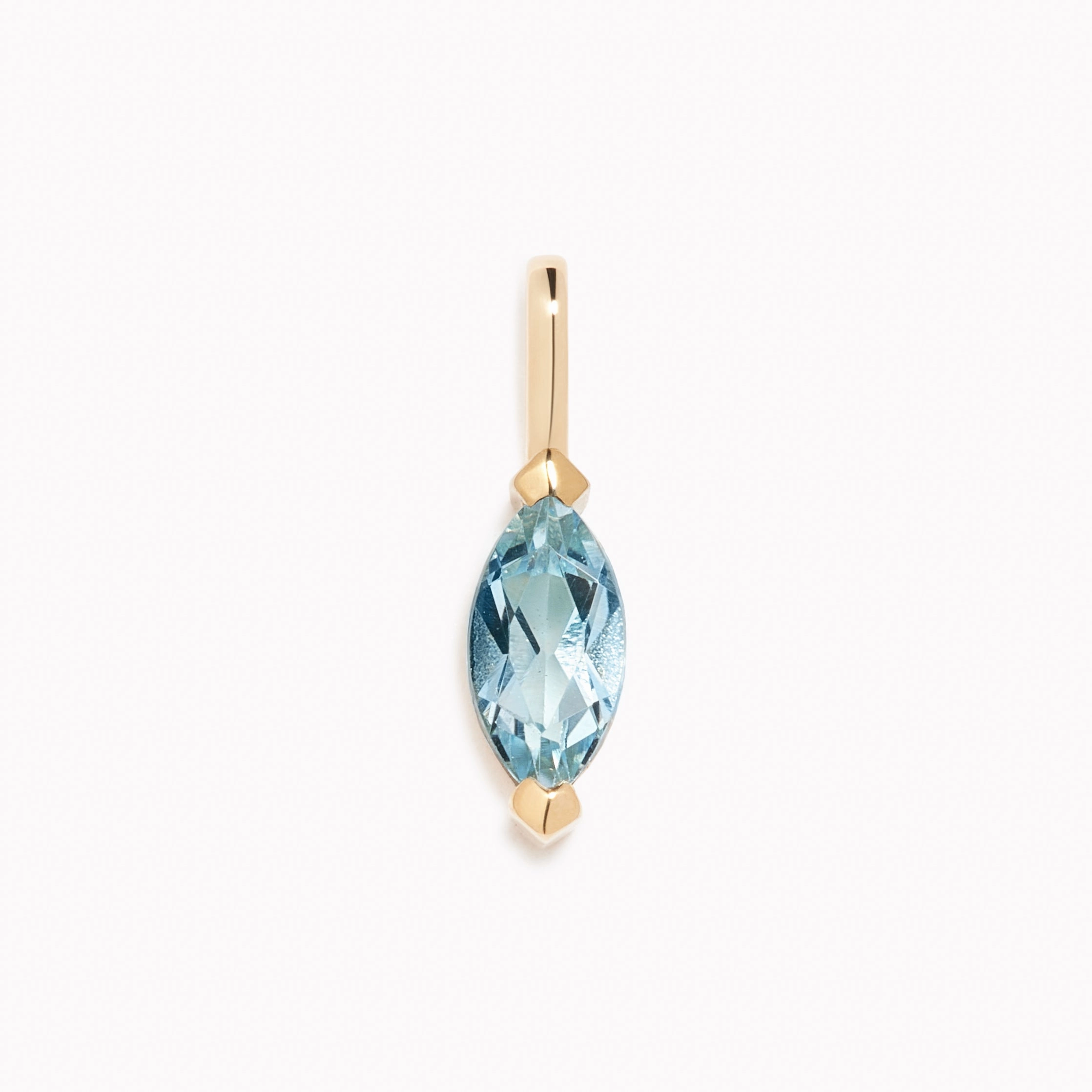 Airy Light March Birthstone Pendant 14k Gold - Swiss Blue Topaz