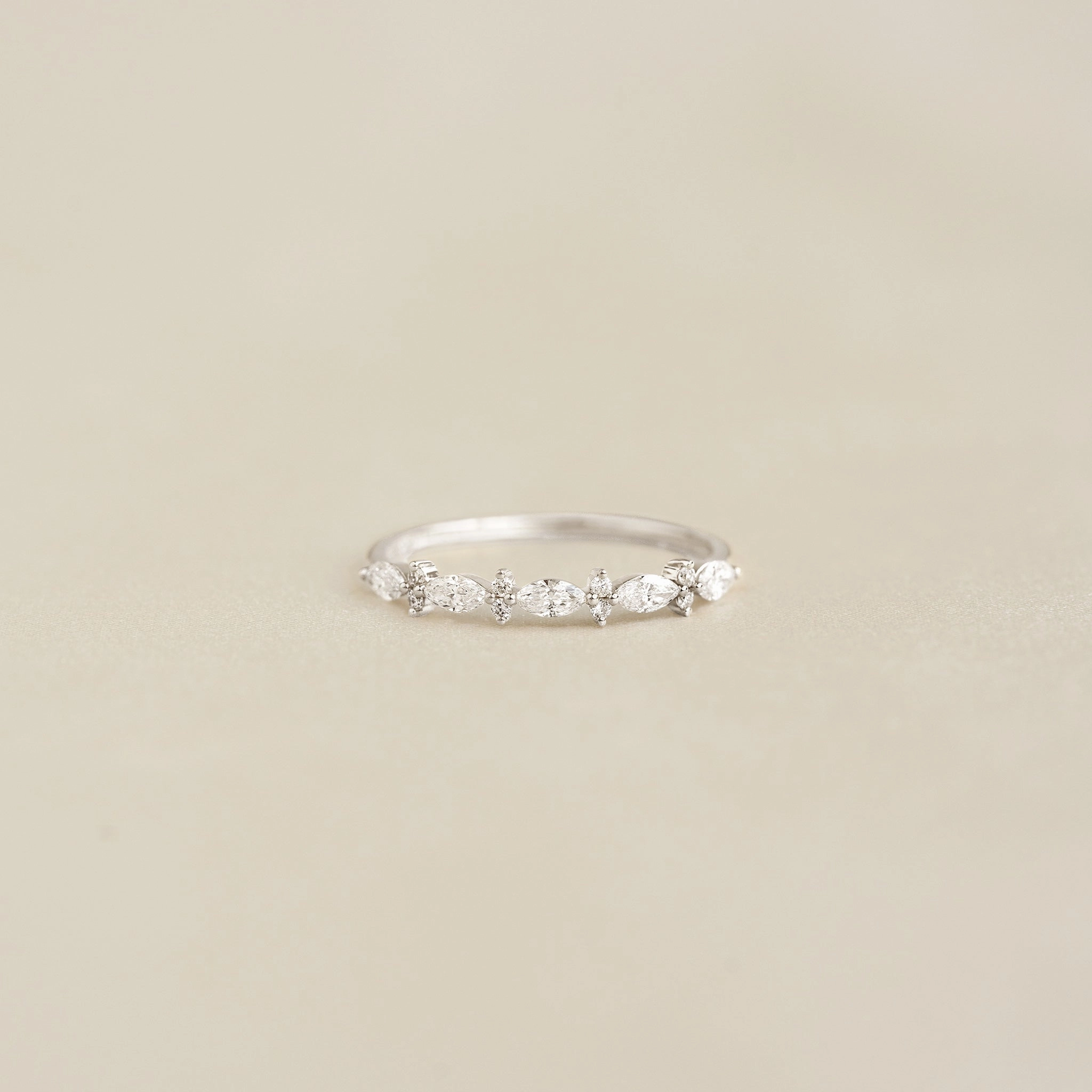 Luxe Craft Trendy Piece Marquise and Round Diamond Ring White Gold - Aurelia