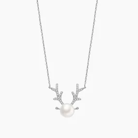 Antlers Pearl 925 Silver Necklace Clavicle Chain Radiant Accent