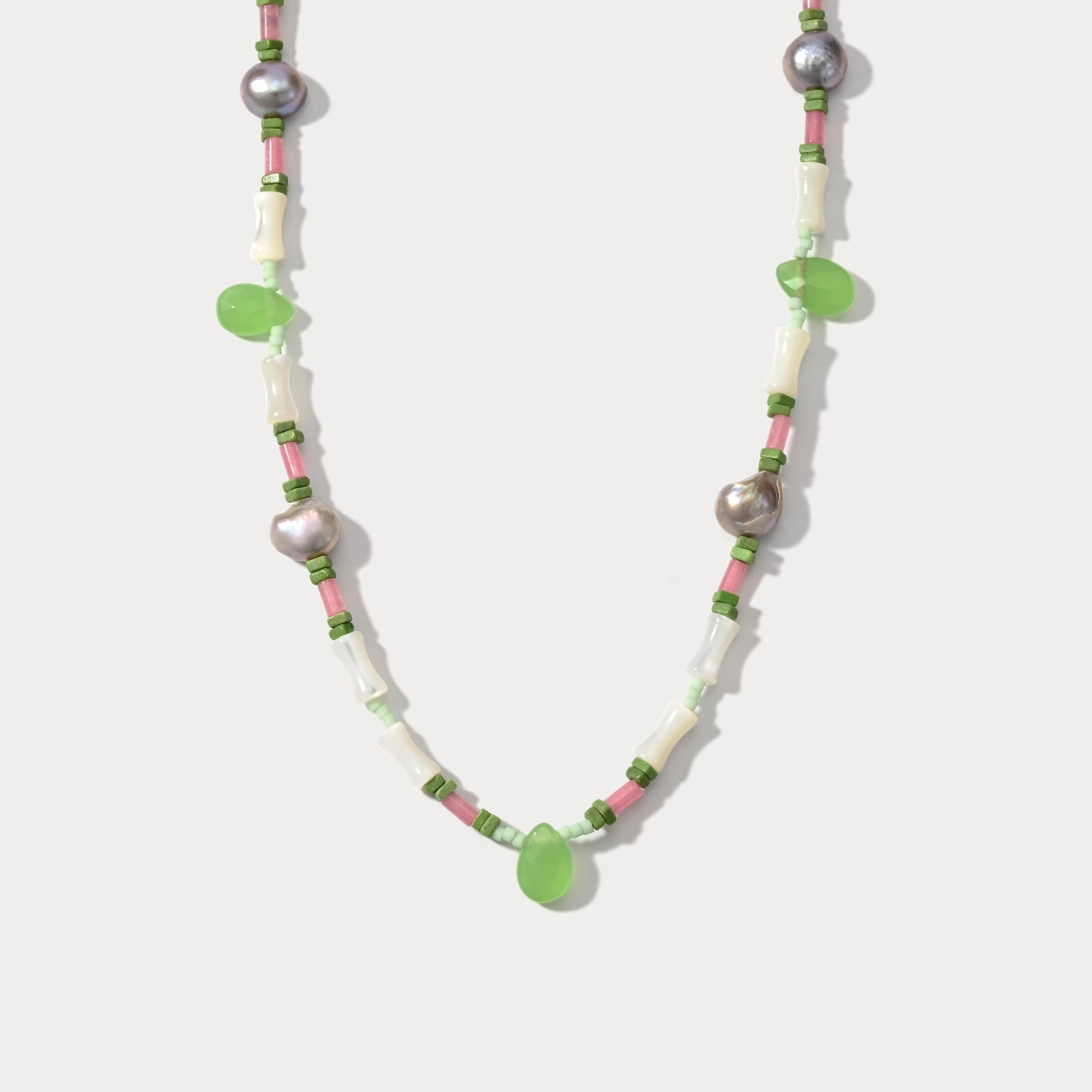 Matcha Dainty Bead Necklace Timeless Craft