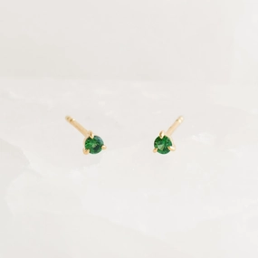 Chic Glance May Birthstone Stud Earrings 14k Gold - Tsavorite