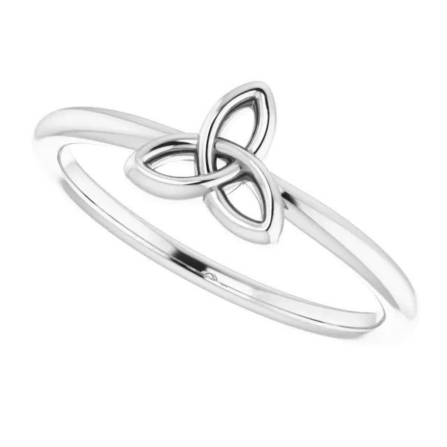 14K White Stackable Celtic-Inspired Trinity Ring Green product