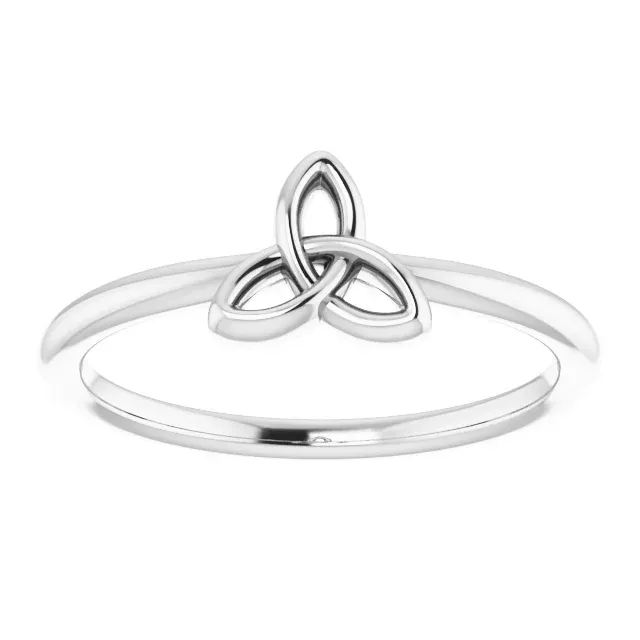 14K White Stackable Celtic-Inspired Trinity Ring Anniversary Celebration Stylish Pick