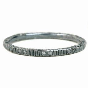 Bright Look Aspen Stackers  - Oxidized Silver   Reclaimed Diamonds