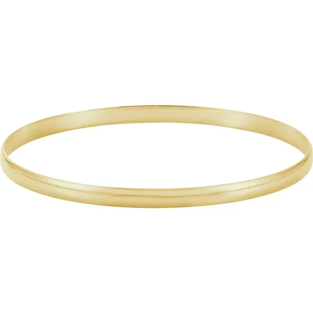 Finest Selection 14K Yellow 4 mm Half Round Bangle 7 1/2" Bracelet