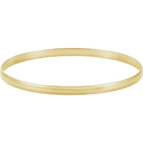 Finest Selection 14K Yellow 4 mm Half Round Bangle 7 1/2" Bracelet