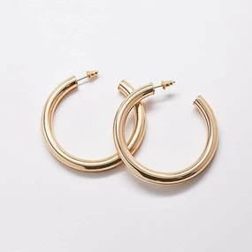 Cool Accent elegant curve Medium Gold Hoop Earrings - Best Seller