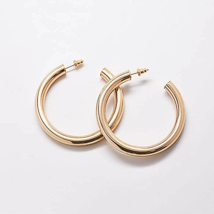Medium Gold Hoop Earrings - Best Seller elegant design Subtle Form