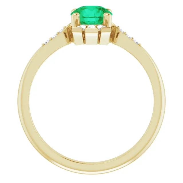 Comfortable Jewelry 14K Yellow Emerald & 1/6 CTW Diamond Ring