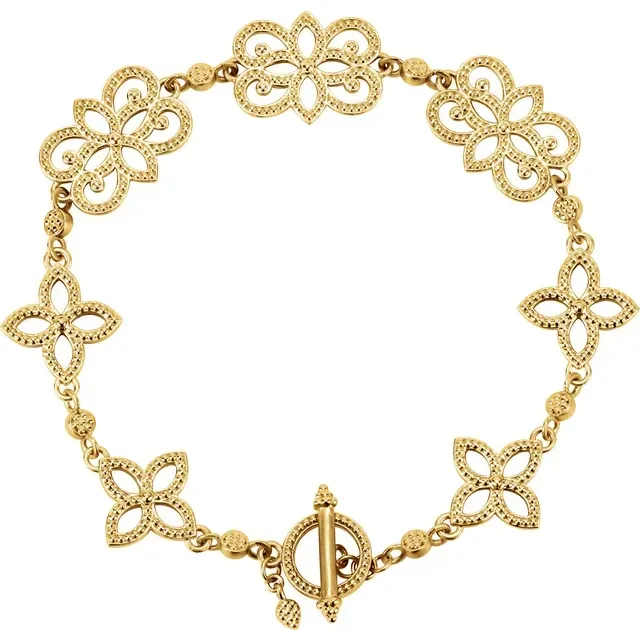 14K Yellow Granulated Metal Fashion 7.75" Bracelet Respectable Pick