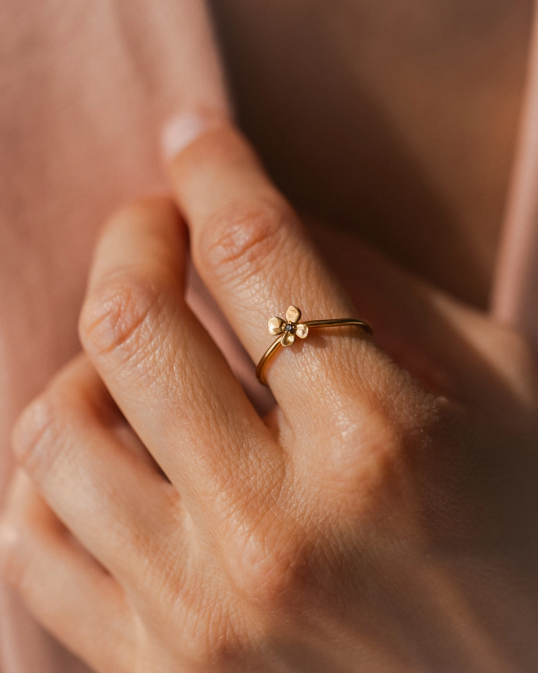 Midnight Blossom Ring Elegant Pairing