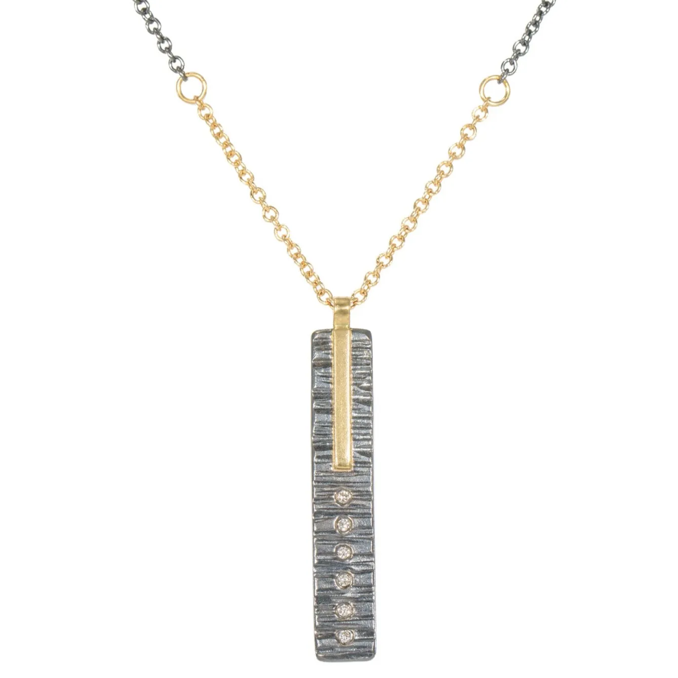 Structured Shape Outdoor Event Mini Classic Aspen Necklace - 18k gold, Oxidized Silver   Reclaimed Diamonds
