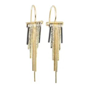 Formal Design Romantic Date Mini Decidedly Deco Earrings - 22k/18k Gold, Oxidized Silver