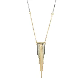 Fashion Spark Precious Gemstones Mini Decidedly Deco Necklace - 22k/18k Gold, Oxidized Silver
