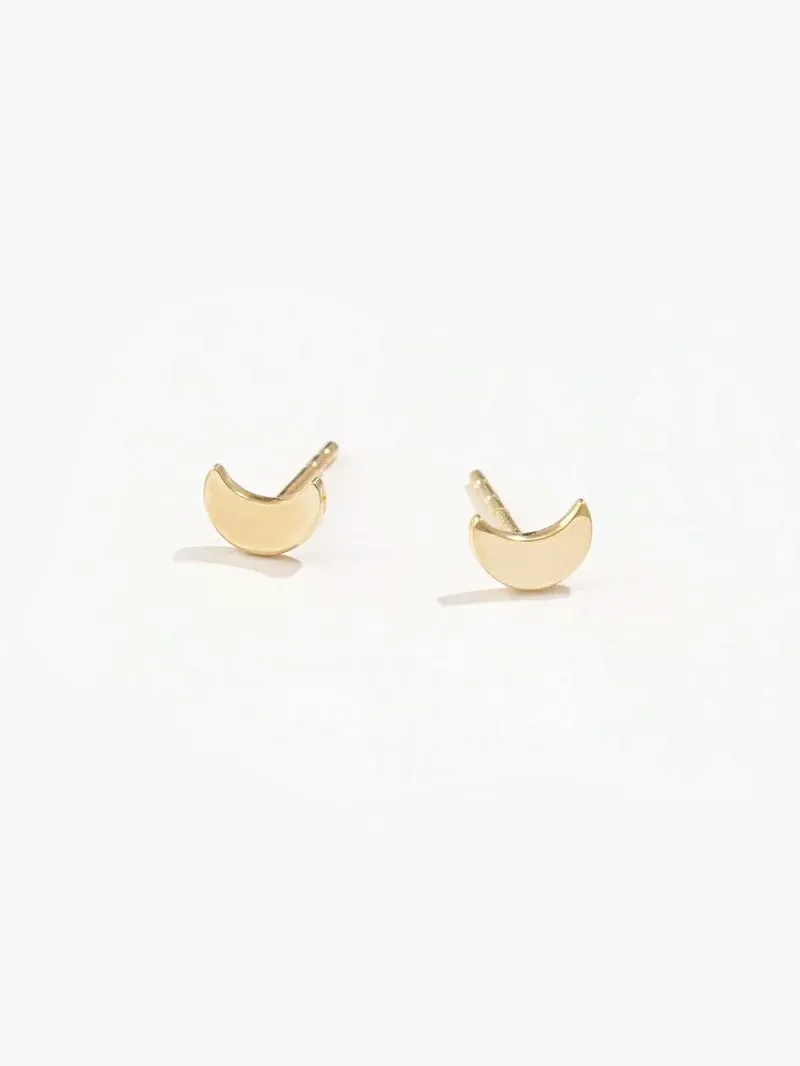 Elegant Gem Mini Moon Studs