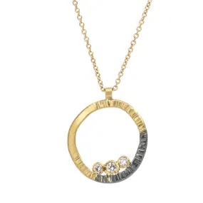 Refined Highlight Mini Turning Aspen Necklace (redesigned) - 18k Gold, Oxidized Silver   Reclaimed Diamonds