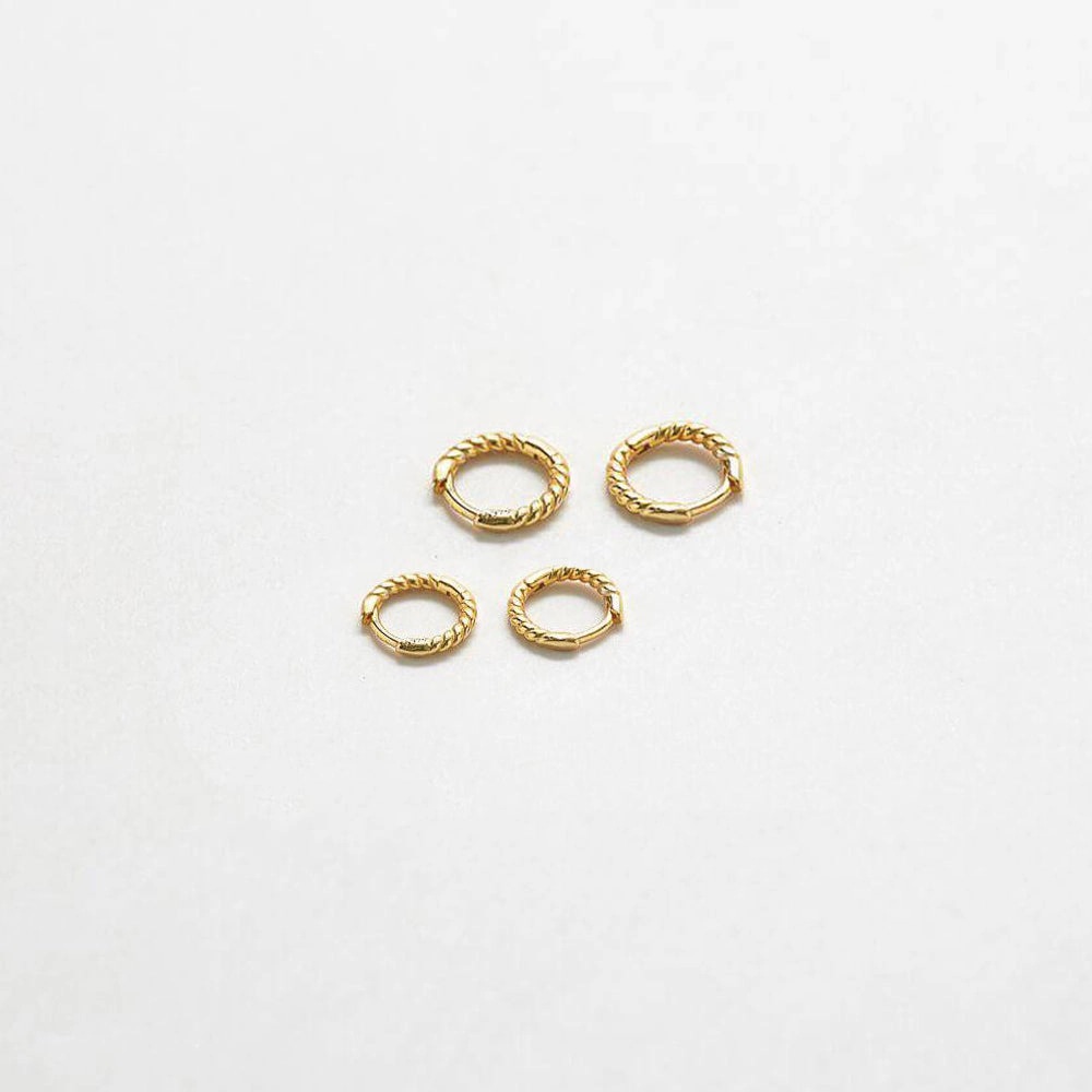Mini Gold Rope Twist Huggies Refined Light