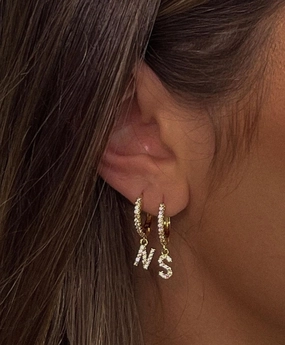 Mini Initial Huggie Hoops with CZs, Personalized Letter Piercing Understated Style