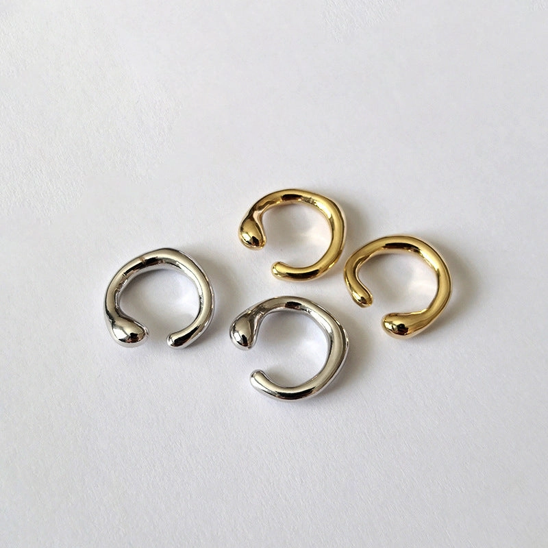 Fashion Look Mini Round Ear Cuff Irregular Shape 18K/S925 10mm | Dainty Gold Silver Ear Cuff Contemporary Cuff Mix and Match, Minimalist Boho Cuff