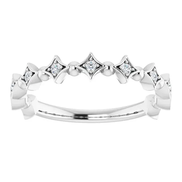 Superior Expression Contemporary Design 14K White 1/10 CTW Diamond Stackable Ring