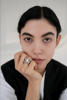 Glamorous Detail Modernism Contour Ring 1837 Wide Band S925 Silver