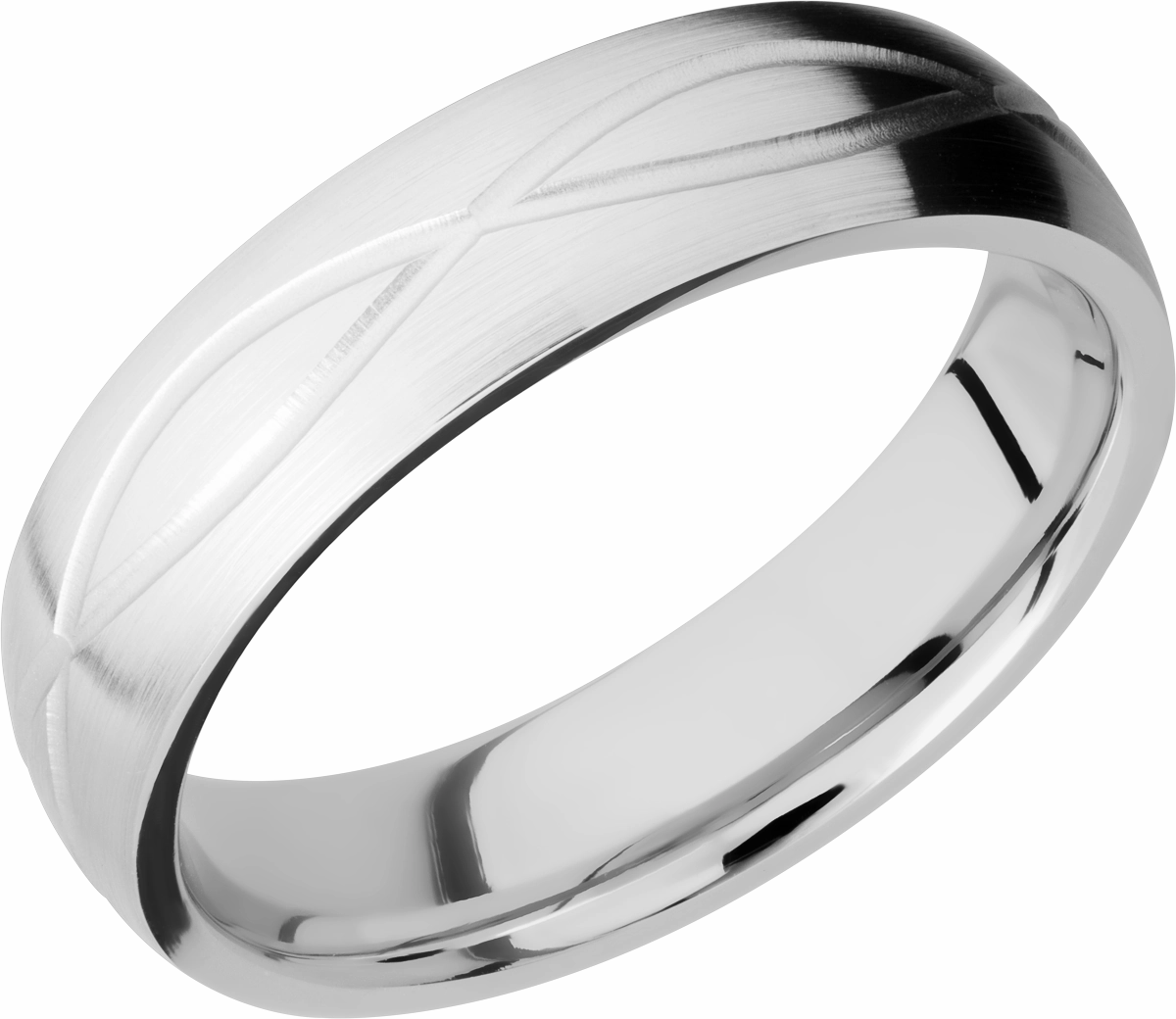 Cobalt chrome 6mm domed band with laser-carved infinity pattern Birthday Style