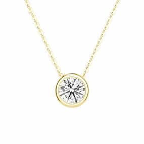 1 CT. Round Cut Moissanite Bezel Set Pendant Necklace Pure Highlight Vibrant Shine Look