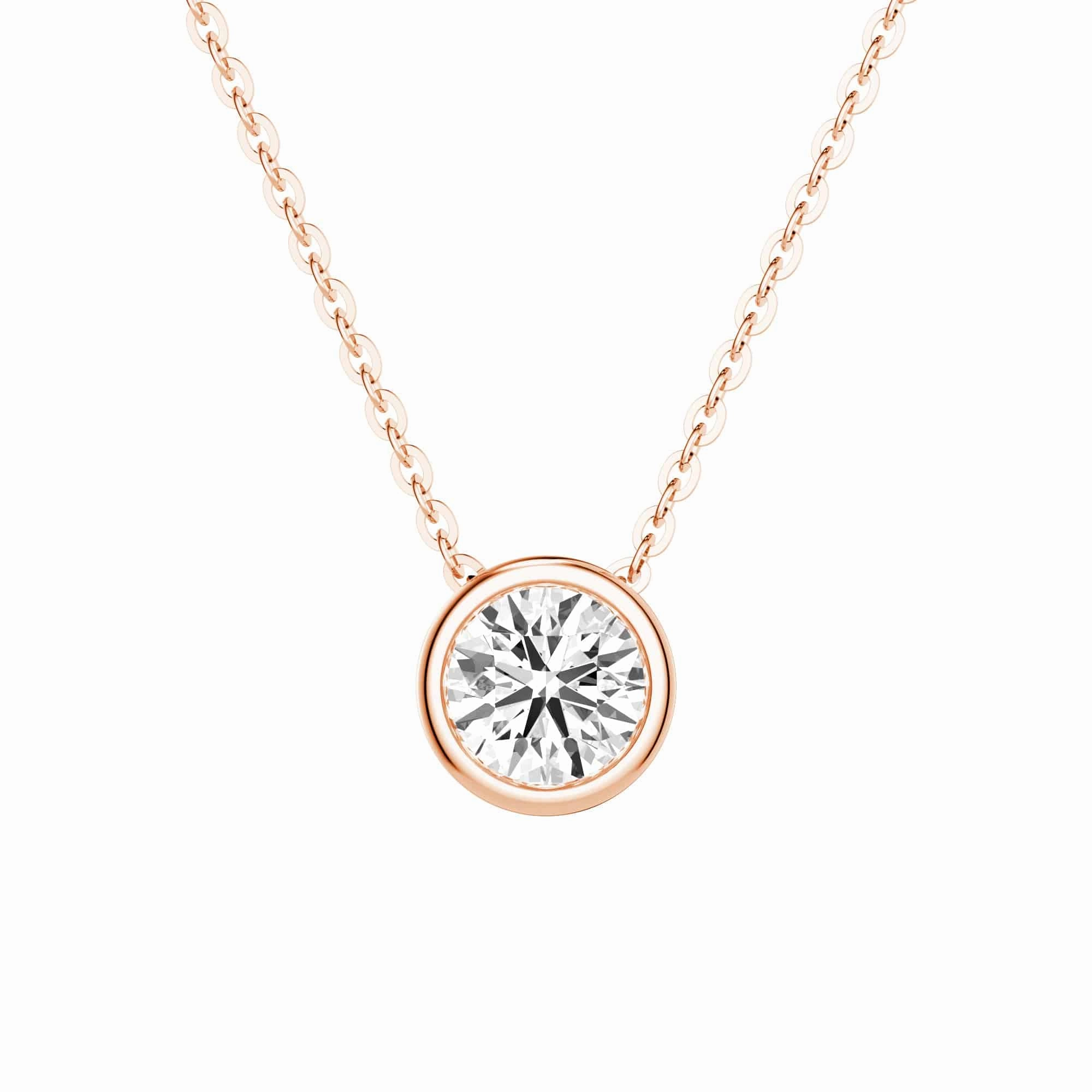 Spark Ready 1 CT. Round Cut Moissanite Bezel Set Pendant Necklace
