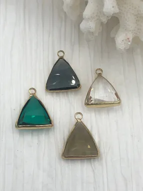 Stunning Adornment Autumn Look Crystal Gold Soldered Pendants and charms. Triangle Gold Pendant Soldered Charms 4 Colors Fast Ship