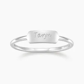 Highlight Accent Engravable Letter Ring For Gift
