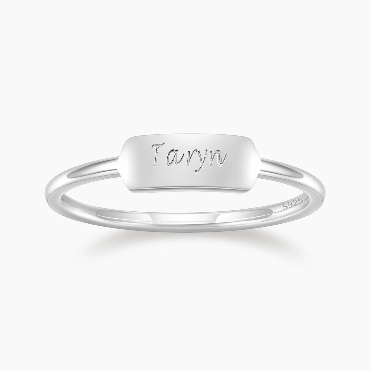 Highlight Accent Engravable Letter Ring For Gift