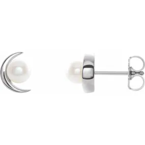 Dynamic Accent 14K White Freshwater Cultured Pearl Earrings