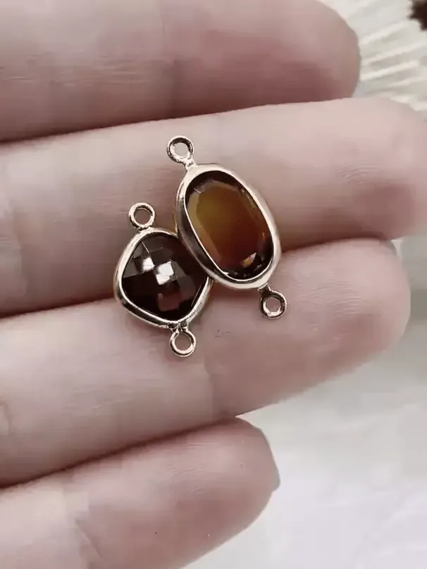 Urban Chic Small Crystal Connector Charms, 2 styles, gold soldering, oval shape and diamond shape. Fast Shipping