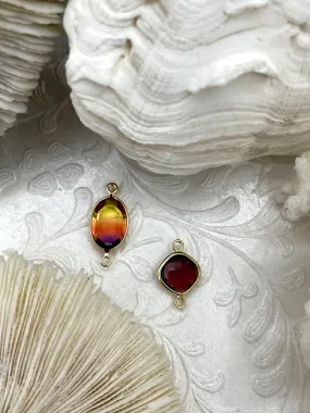 Charming Accessory Small Crystal Connector Charms, 2 styles, gold soldering, oval shape and diamond shape. Fast Shipping