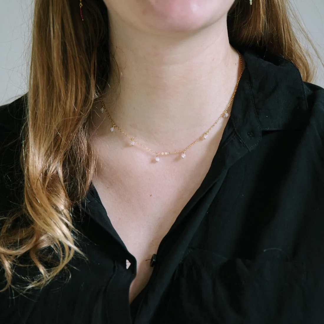 Moonstone Stardust Necklace Lively Look Sophisticated Accent