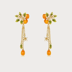 Golden Plum Flower Drop Earrings Trendy Essential Exquisite Element