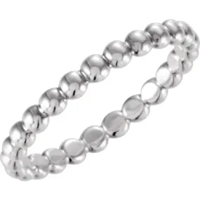 Low-Cost Work 14K White 2.5 mm Beaded Stackable Ring Size 6