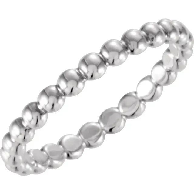 Low-Cost Work 14K White 2.5 mm Beaded Stackable Ring Size 6