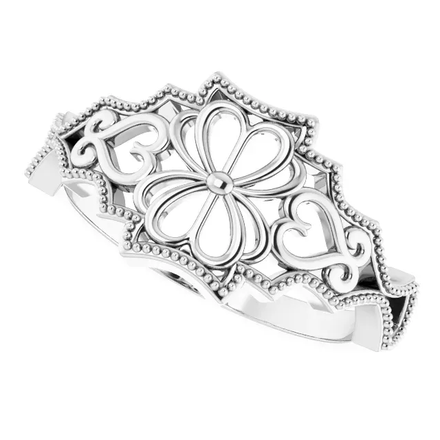 Platinum Vintage-Inspired Ring party look Geometric Shape