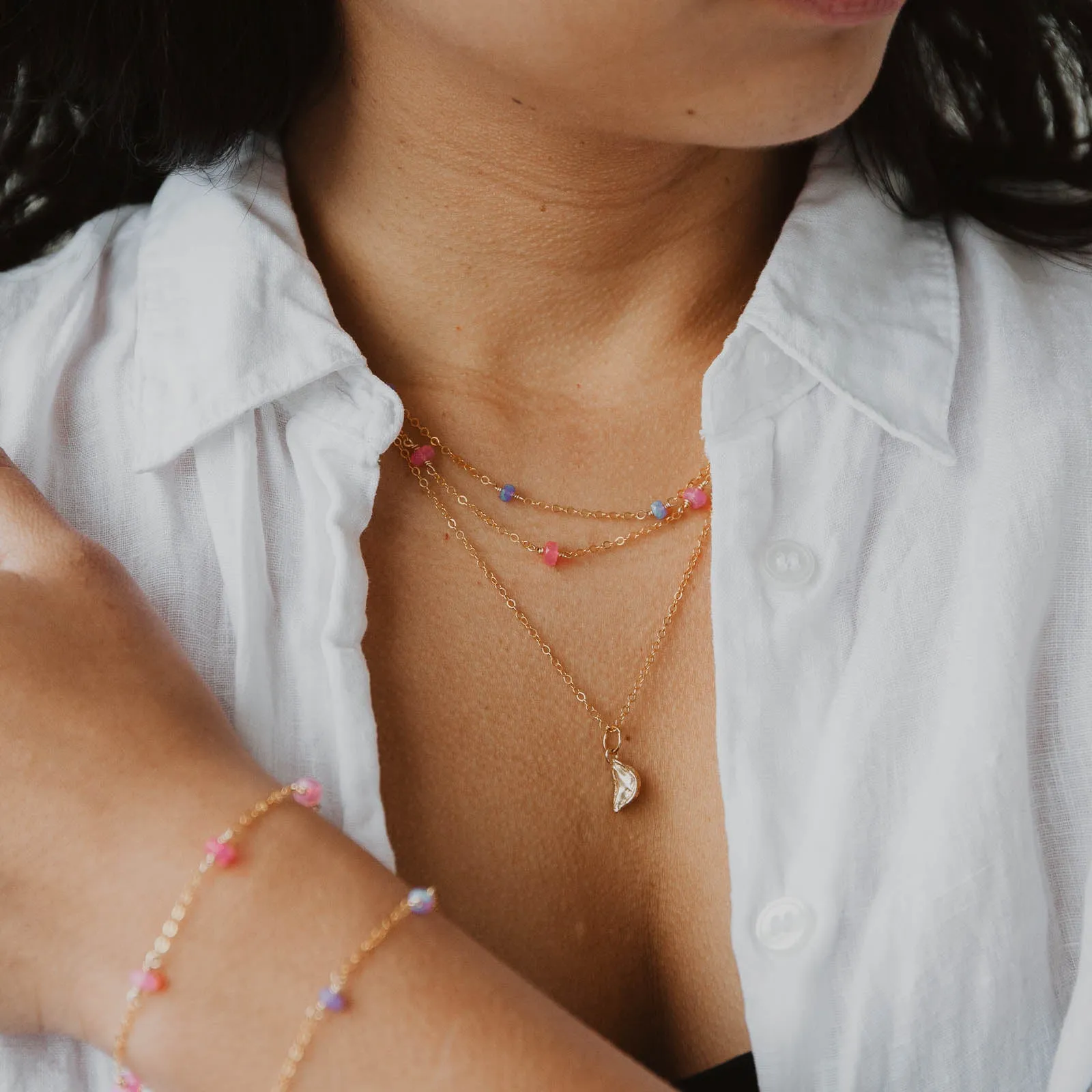 Pink Opal Classic Necklace Stone Accessory