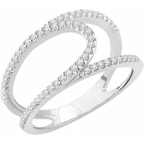 14K White 1/3 CTW Diamond Negative Space Ring Portable Size
