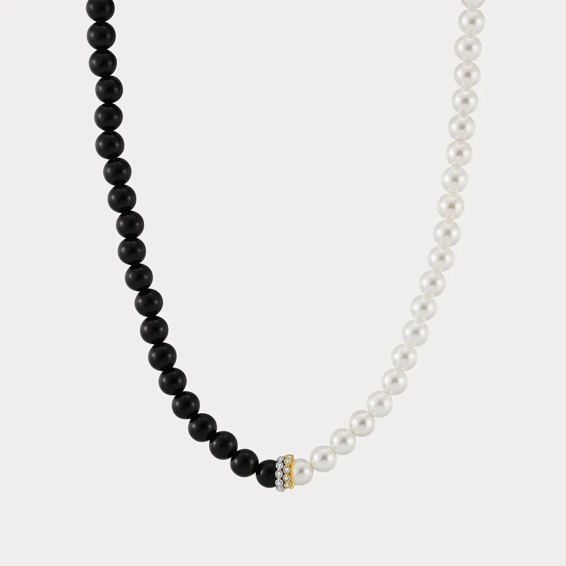 Graceful Design Mood Accent Obsidian Pearl Necklace