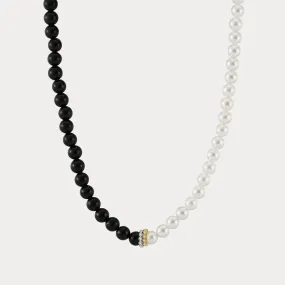 Graceful Design Mood Accent Obsidian Pearl Necklace